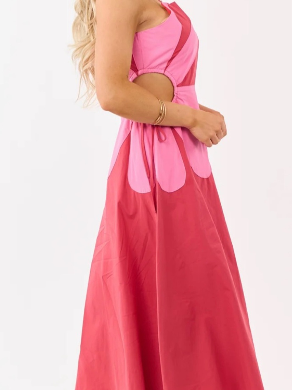 Very J Pink Flower Cutout Midi Dress NEW IN PACKAGE. Size large - Picture 6 of 8